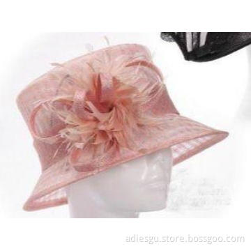 Elegant Soft Feather Sinamay Ladies Hats For Wedding Decora